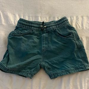 Greenish blue jean shorts with drawstring from Zara